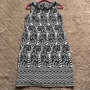 NWT‎ Talbots Black & White Paisley Print Cotton Sleeveless Dress Women's Size MP
